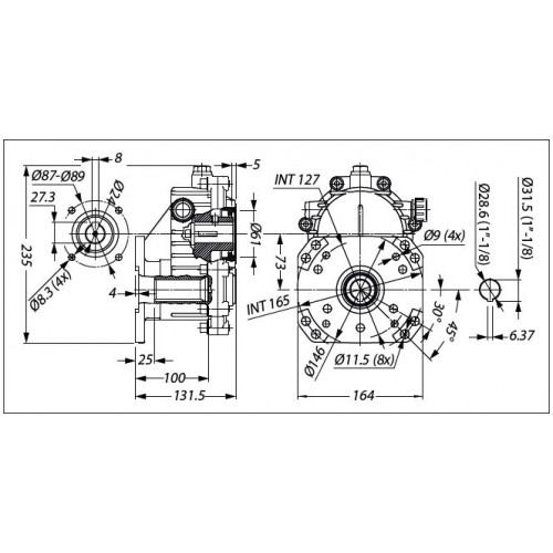 Gearbox Mecline  RGB24 30Hp  Moc (kW 13-17) - 87 mm